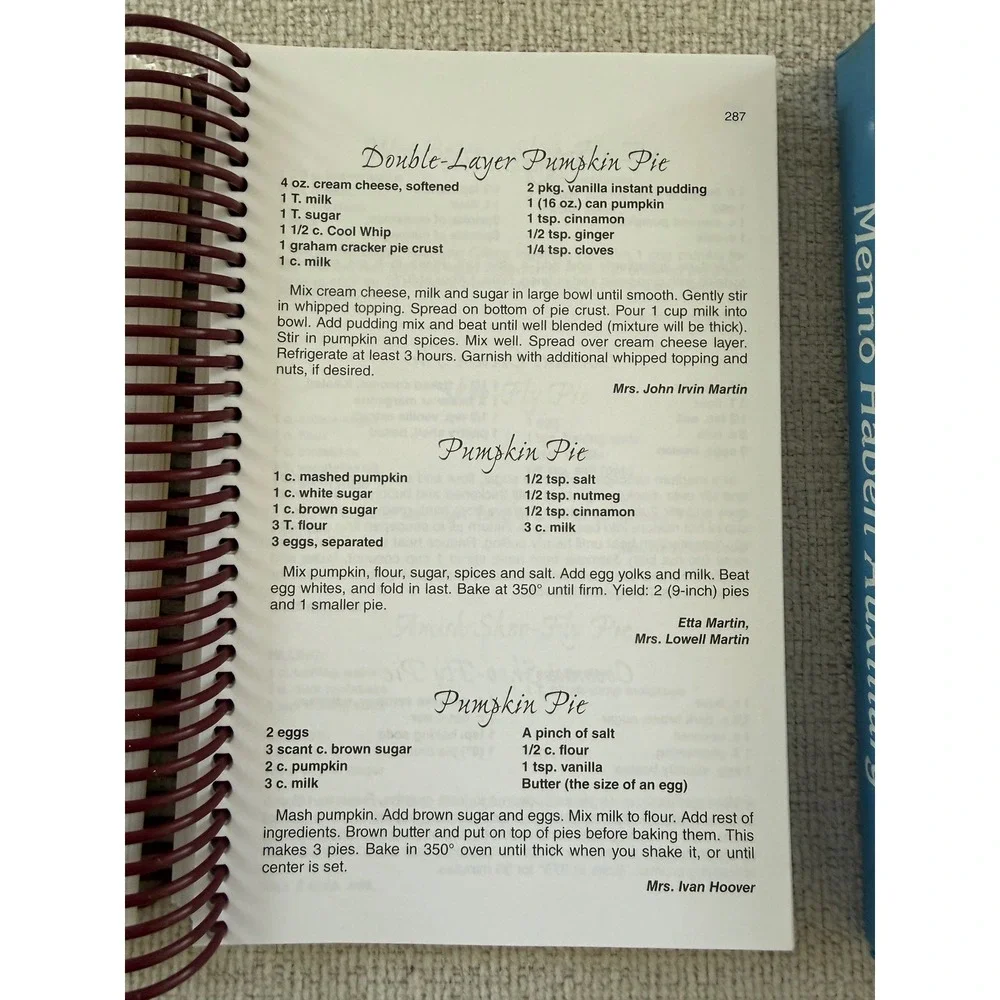 Set of 2 Vintage Pennsylvania Mennonite Community Cookbooks Old Order Spiral